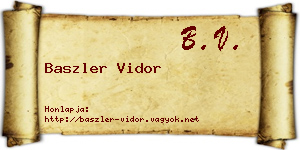 Baszler Vidor névjegykártya